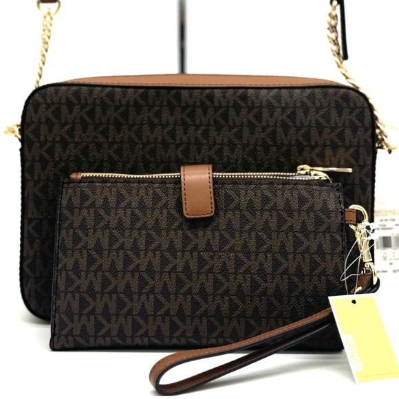 Michael Kors Large EW Crossbody Bag & Large Double Zip Wallet Brown - Picture 5 of 13